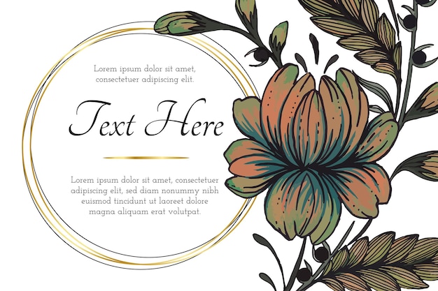 Vector beautiful hand drawn vintage floral wedding invitation card