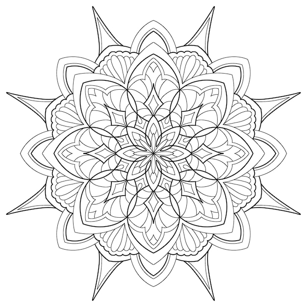 Vector beautiful handdrawn mandala patterned design element su sfondo acquerello