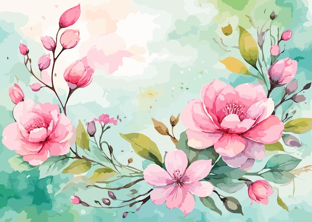 Vector beautiful lovely watercolor spring background