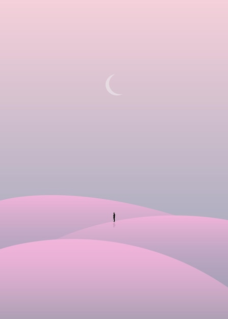 Vector Beautiful Sky And Desert Illustration