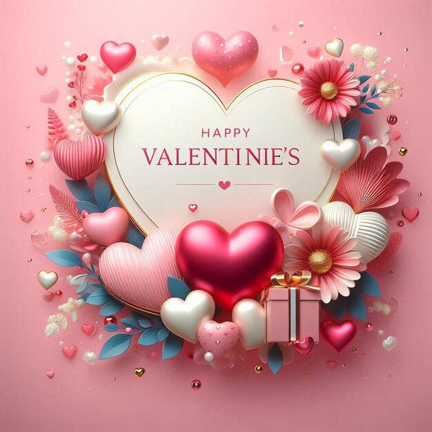 vector beautiful valentines day greeting with love hearts