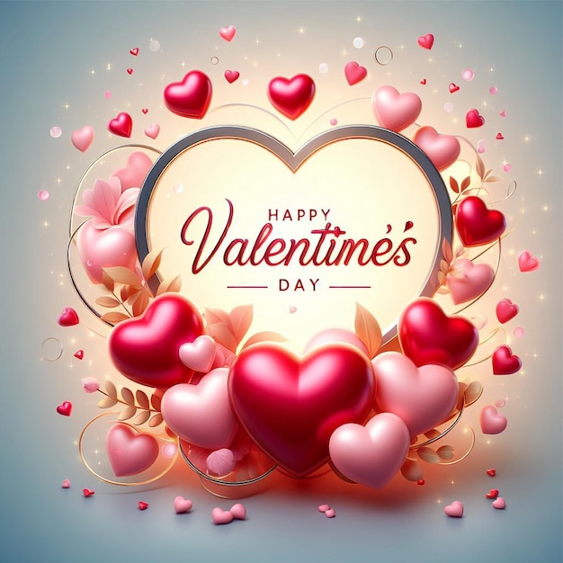 vector beautiful valentines day greeting with love hearts