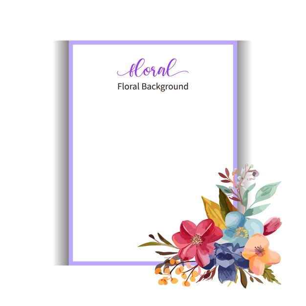 Vector beautiful watercolor floral frame wedding card template