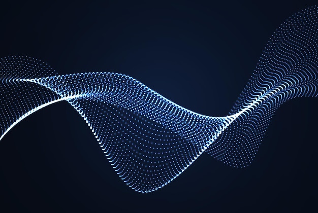 Vector beautiful wave in the form of an array of glowing dots Wave abstract flow of particles