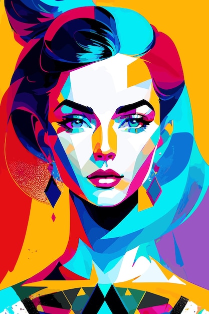 A vector of beautiful woman abstract art digital painting