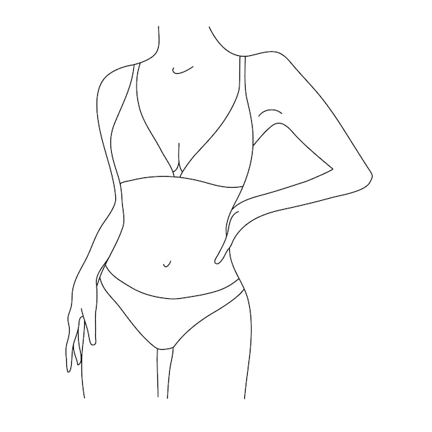vector beautiful woman body illustrations. minimalist linear female figure. abstract lingerie