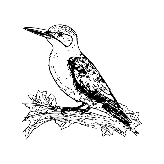 Vector a vector of a beautiful woodpecker in black and white coloring