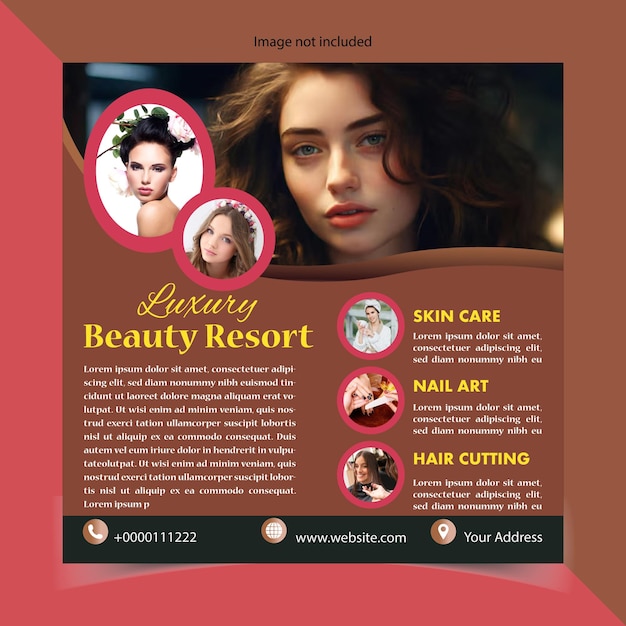 vector beauty saloon flyer square template