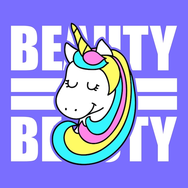 VECTOR BEAUTY UNICORN met kleurrijk haar