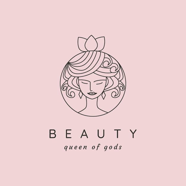 vector of beauty woman face logo illustration design line art style