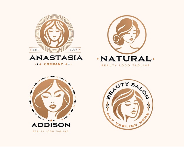 Vector beauty woman salon logo design for company