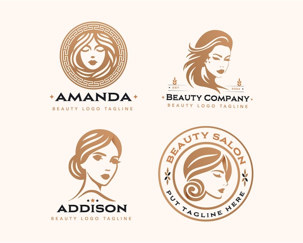 Vettore progettazione del logo del salone di bellezza femminile vettoriale per l'azienda