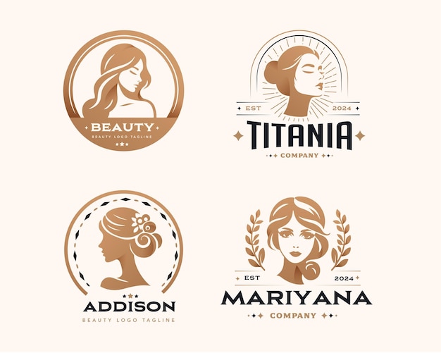 Vector vector beauty woman salon logo design for company