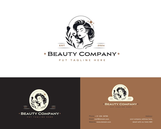 Vector beauty woman salon logo design for company