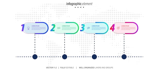 Vector bedrijfsinfo grafische tijdlijn stappen info grafische sjabloonontwerp