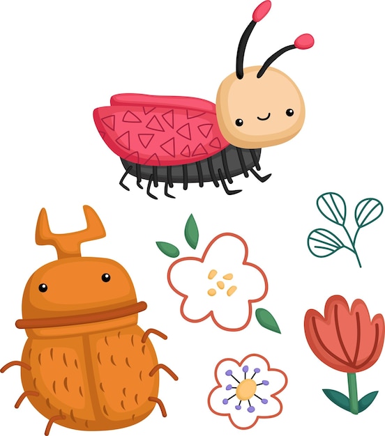 A vector of a beetle and a cricket