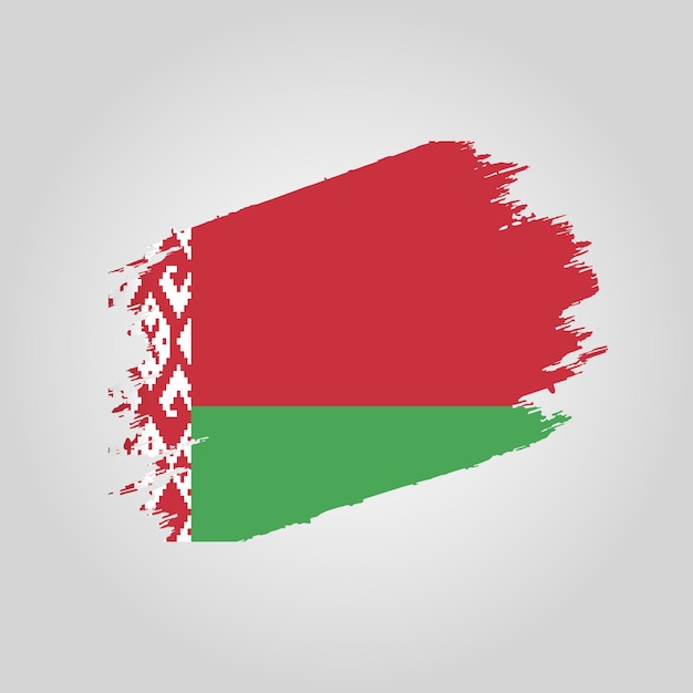 Векторный мазок кистью флага Беларуси с шаблоном гранж-фона