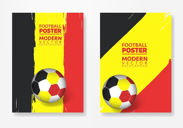 Vector België voetbal poster sjabloon, met voetbal, penseeltexturen en plaats voor uw teksten.