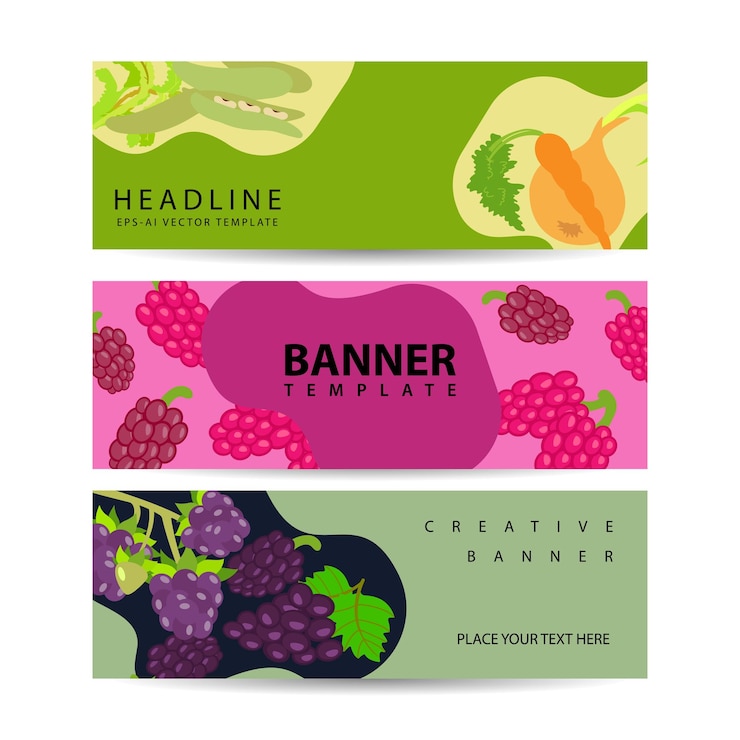 Vector vector berry banner and vegetable background with design for natural health product