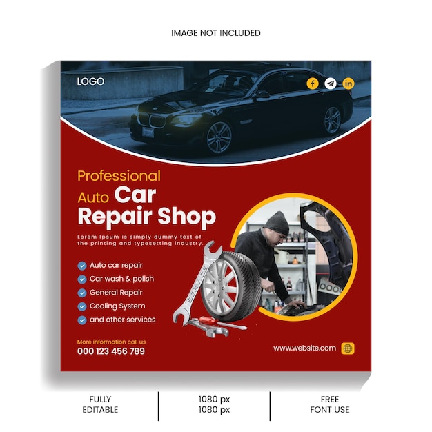 Vector vector the best car repair social media post design template