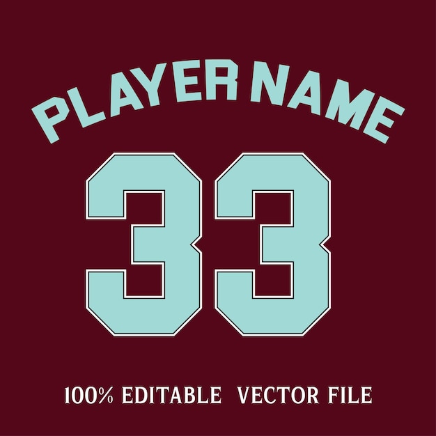 Vector bewerkbaar teksteffect premium vector ontwerp Jersey nummer