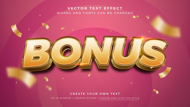 Vector bewerkbare 3d gouden tekst effect grote verkoop bonus gouden grafische stijl op perzik achtergrond