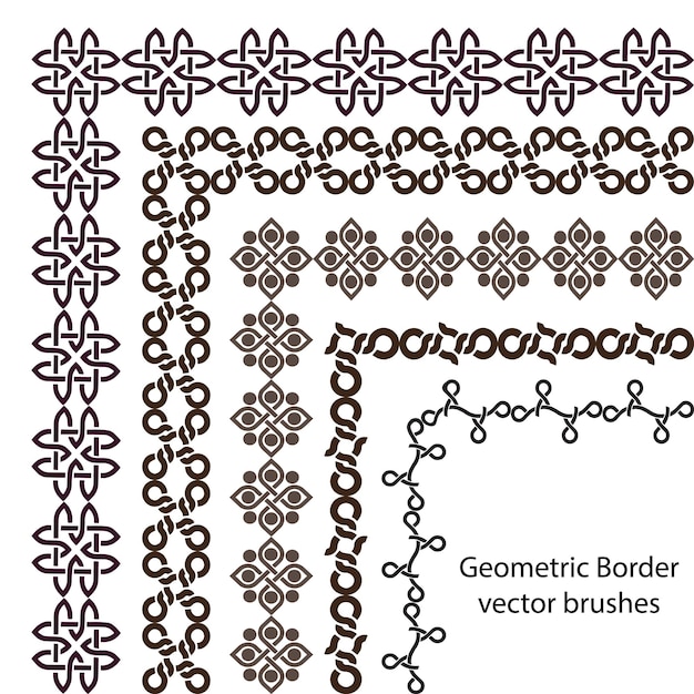 Vector bewerkbare geometrische patroonborstelsets