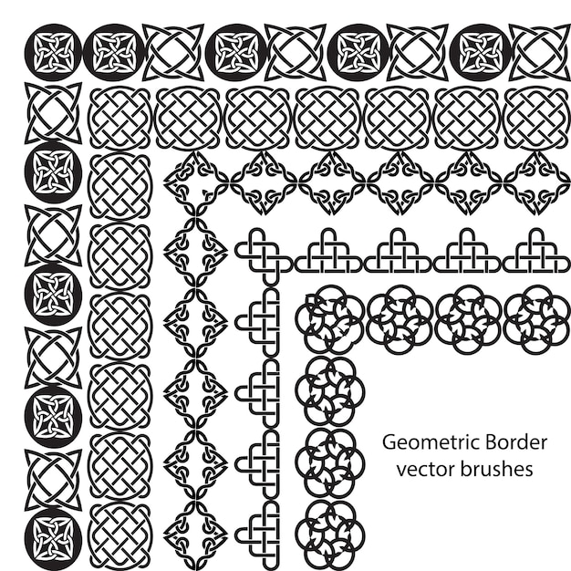 Vector bewerkbare geometrische patroonborstelsets