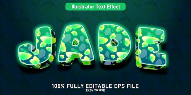 Vector bewerkbare teksteffect cartoon jade stijl