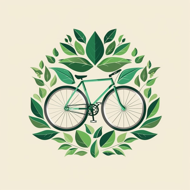 터 자전거 환경 친화적 인 깨한 교통 건강 스포츠 녹색 평평한 로고 아이콘 건강한 라이프 스타일