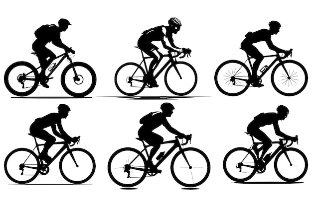 Vector vector bicycle silhouette set isolated on white background