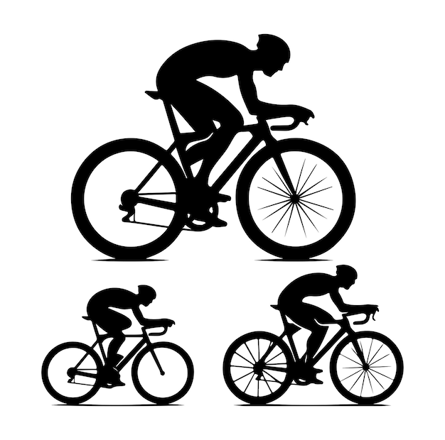 Vector bicyclist or cycling silhouettes vector illustration