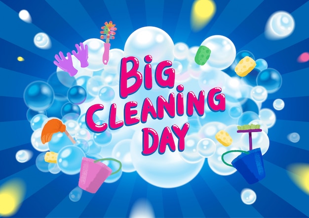 Vector vector big cleaning day colorful illustration.