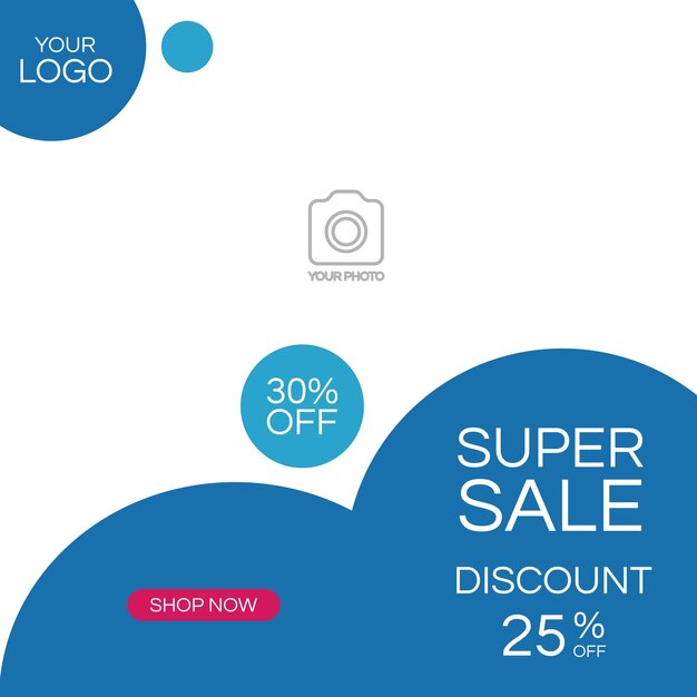 Vector Big sale discount web social media Blue banner