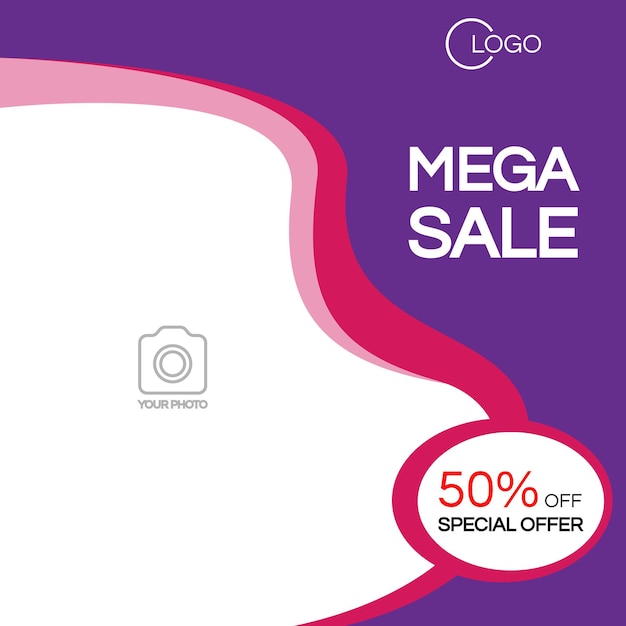 Vector vector big sale discount web social media purple banner