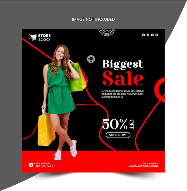 Vector biggest sale offer social media post template design