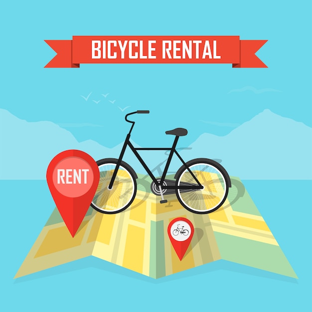 Vector bike rental map background