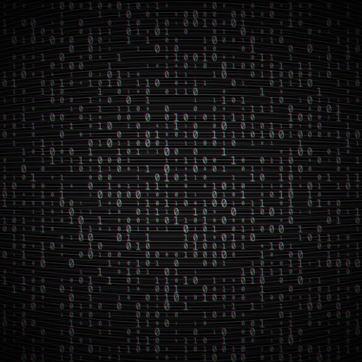 Vector vector binaire code donkere achtergrond. big data en programmering, hacking, decodering, codering, computernummers 1,0. codering of hacker concept. analoge tv glitch moiré-textuur. geen signaalruis.