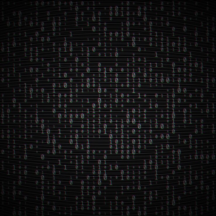 Vector vector binary code dark background. big data and programming, hacking, decryption, encryption, computer numbers 1,0. coding or hacker concept. analog tv glitch moire texture. no signal noise.
