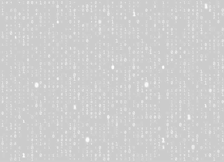Vector vector binary code gray seamless background. big data and programming hacking, decryption and encryption, computer streaming white numbers 1,0. coding or hacker concept texture or web page fill.
