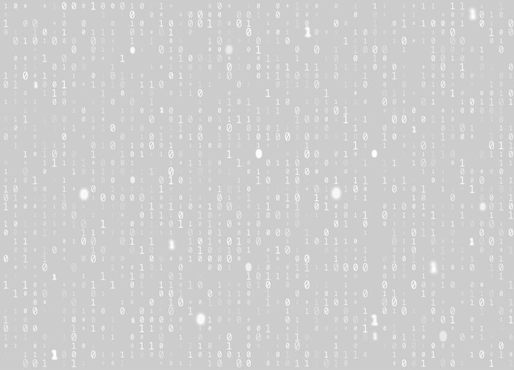 Vector vector binary code gray seamless background. big data and programming hacking, decryption and encryption, computer streaming white numbers 1,0. coding or hacker concept texture or web page fill.