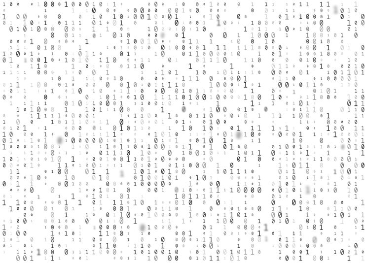 Vector vector binary code white seamless background. big data and programming hacking, decryption and encryption, computer streaming black numbers 1,0. coding or hacker concept texture or web page fill.