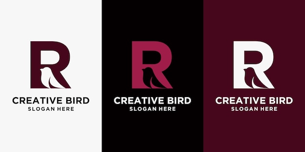 Векторный логотип птицы дизайн логотипа птицы с концепцией буквы r с градиентными цветами