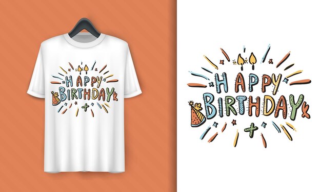 Vector vector birthday lettering with candles tshirt design