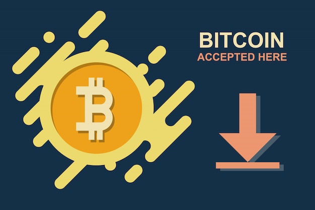 Vector Bitcoin geaccepteerd pictogram met gouden munt