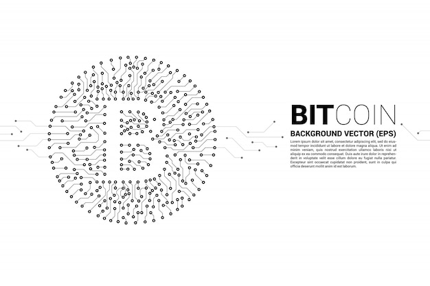 回路基板スタイルドット接続線からベクトルbitcoinアイコン。