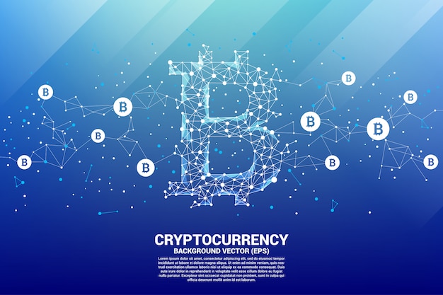 Vector bitcoin icon from polygon dot connect line. concept for cryptocurrency technology