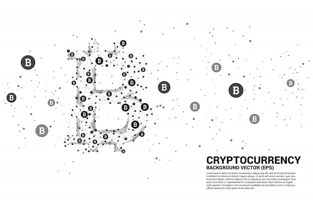 Вектор биткойн значок из многоугольника точка соединительной линии. концепция технологии криптовалюты