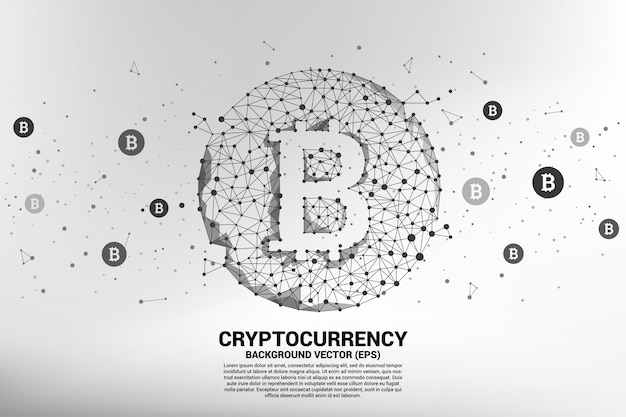 多角形のドット接続線からベクトルbitcoinアイコン。