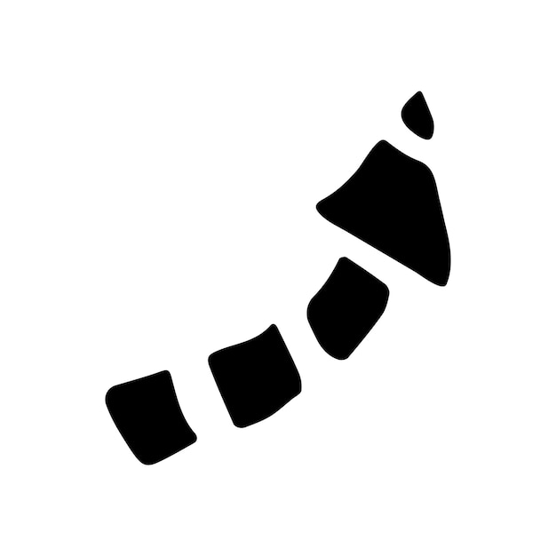 Векторная черная стрелка изолированная икона в стиле рисования Белая полосатая стрелка Ручно нарисованный указатель элемент дизайна Навигационный знак Размещение кисть стрелка